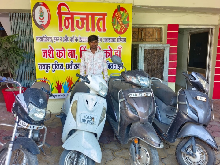 चोरी के 04 मोटर सायकल वाहन के साथ शातिर वाहन चोर होरीलाल उर्फ मोनू गिरफ्तार…