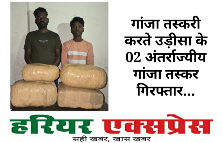 गांजा तस्करी करते उड़ीसा के 02 अंतर्राज्यीय गांजा तस्कर गिरफ्तार…