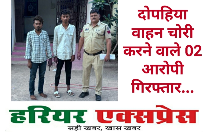 दोपहिया वाहन चोरी करने वाले 02 आरोपी गिरफ्तार…