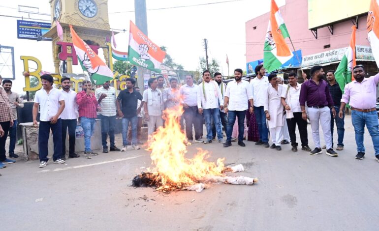 कांग्रेस ने सभी जिलों में ईडी और भाजपा सरकार का पुतला फूंका…
