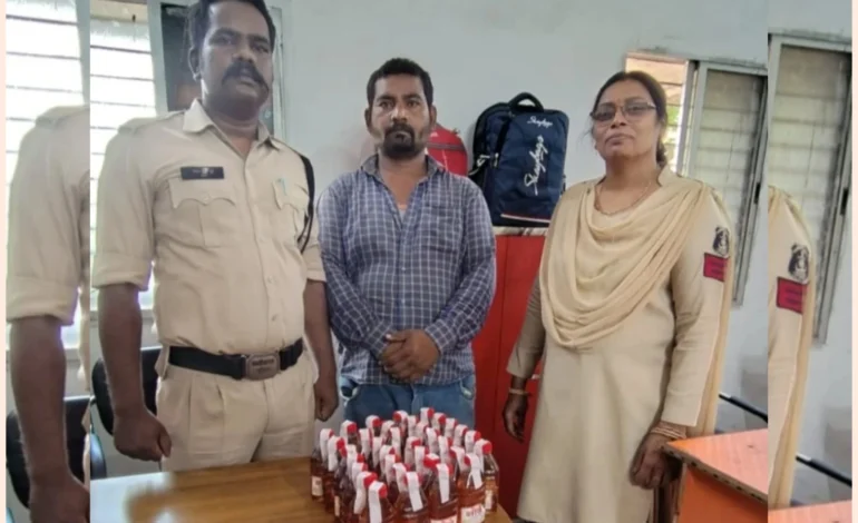 आरोपी अजय जांगडे अवैध शराब के साथ रंगेहाथ गिरफ्तार…