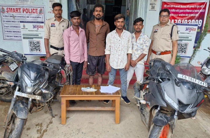 लूटपाट करने वाले चार आरोपी गिरफ्तार, पुलिस ने नगदी और दो बाइक की जब्त…