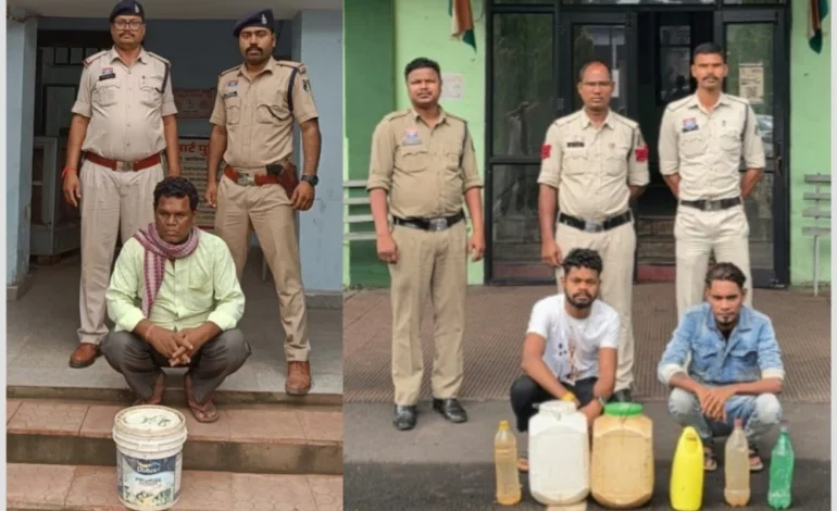 साइबर, घरघोड़ा, पुसौर, पूंजीपथरा एवं चौकी खरसिया पुलिस ने 69.66 लीटर अवैध शराब की जब्त…